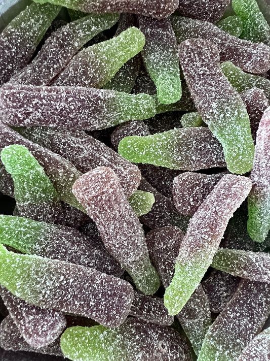 Bouteilles cola acidulés marron et vertes - 100G