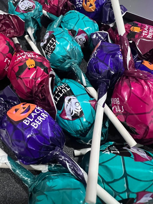 Sucette chewing-gum mûre, tutti frutti ou fraise - à l'unité